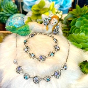 Brighton HALO Tanzanite blue turquoise crystal Collar Necklace Bracelet Earrings